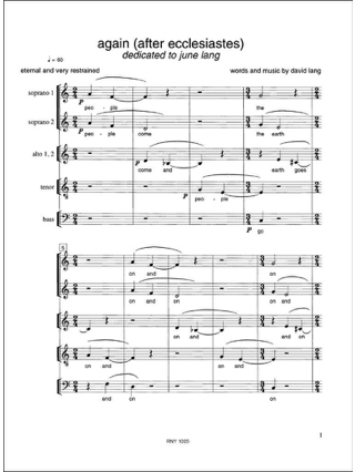 Again (after ecclesiastes) - Lang David - Partition